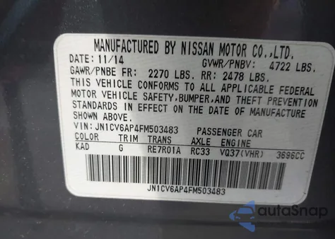 2015 Infiniti Q40 z USA, uszkodzony, nr VIN JN1CV6AP4FM503483